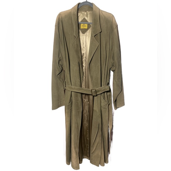 Fendi Other - Vintage Fendi Men’s Olive Green Belted Trench Coat w/Silky Lining (Size: 54)
